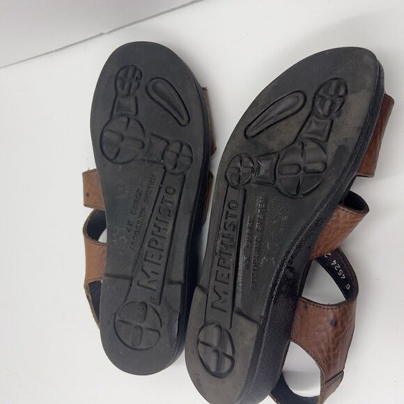 Mephisto Textured Brown Leather Straps Open Toe Sandals Women’s EU 38 US Size 6 - Picture 6 of 7